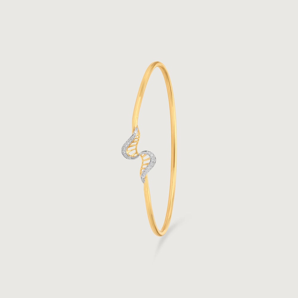 Graceful Twirl Diamond Bangle in 14K Yellow Gold, 0.069 ct