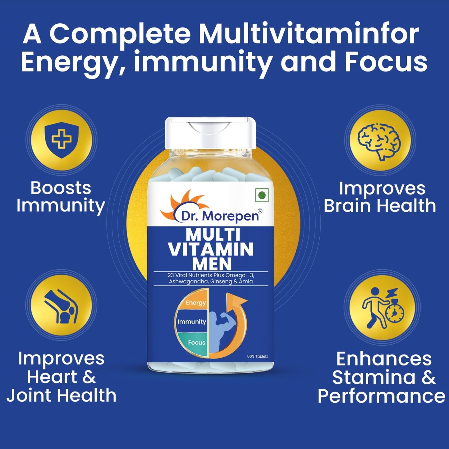 Dr Morpen Testo Boost And Multivitamin Men -With Omega 3 & Herbs /Energy & Immunity Booster