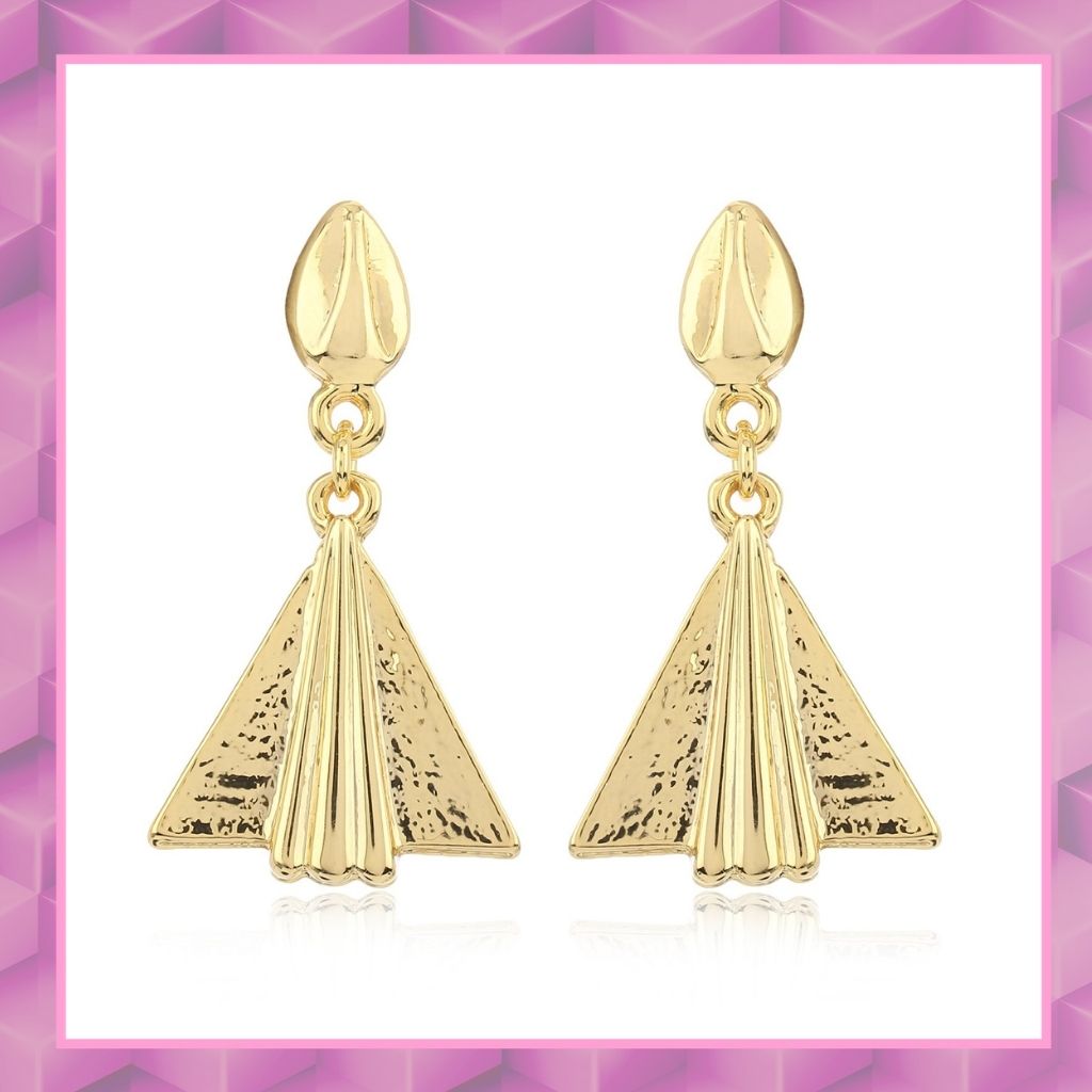 Estele Gold Plated Triangle Shaped Drop Earrings for Girls and Women