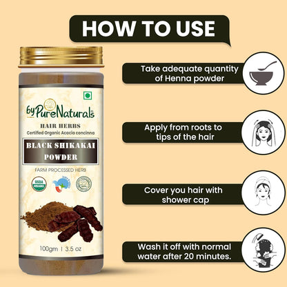 byPureNaturals Organic Black Shikakai Powder