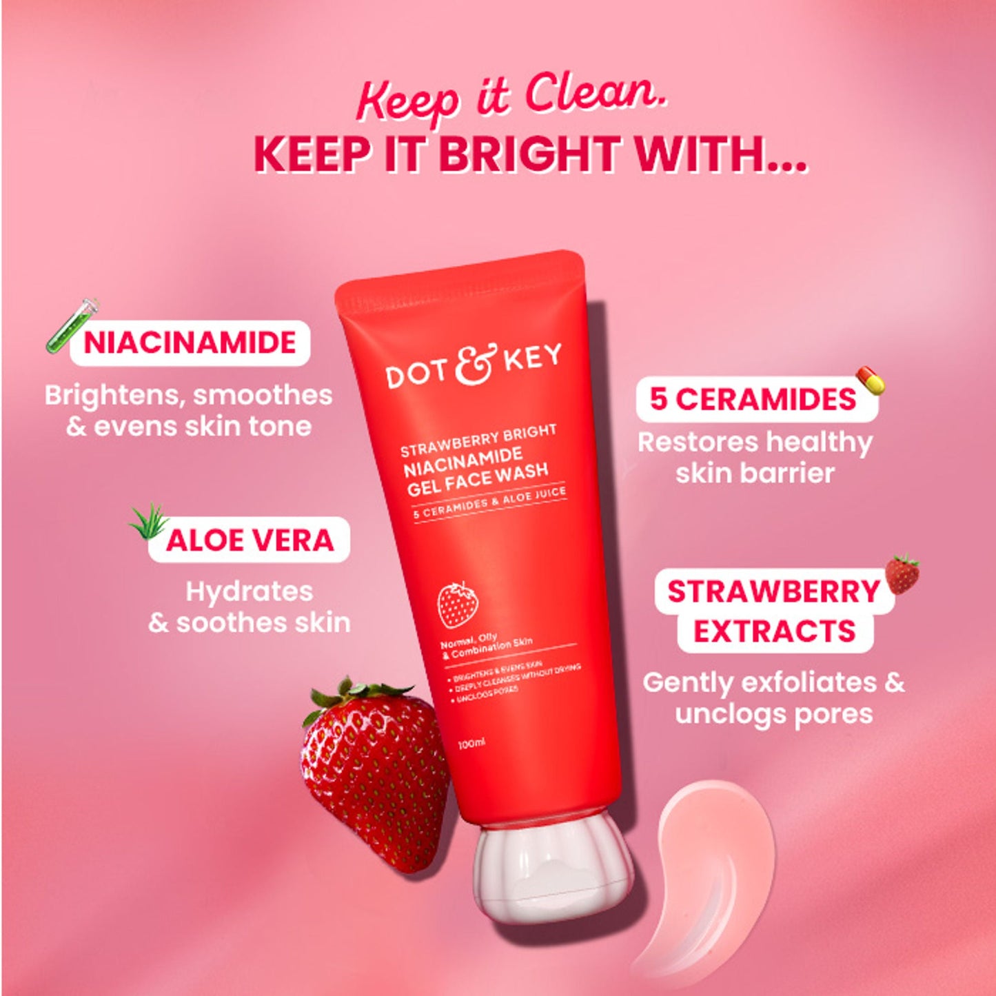 Dot & Key Strawberry Bright Niacinamide Gel Face Wash