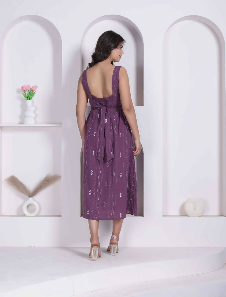Miravan Womens Abstract Printed Wine ALine Maxi Dress