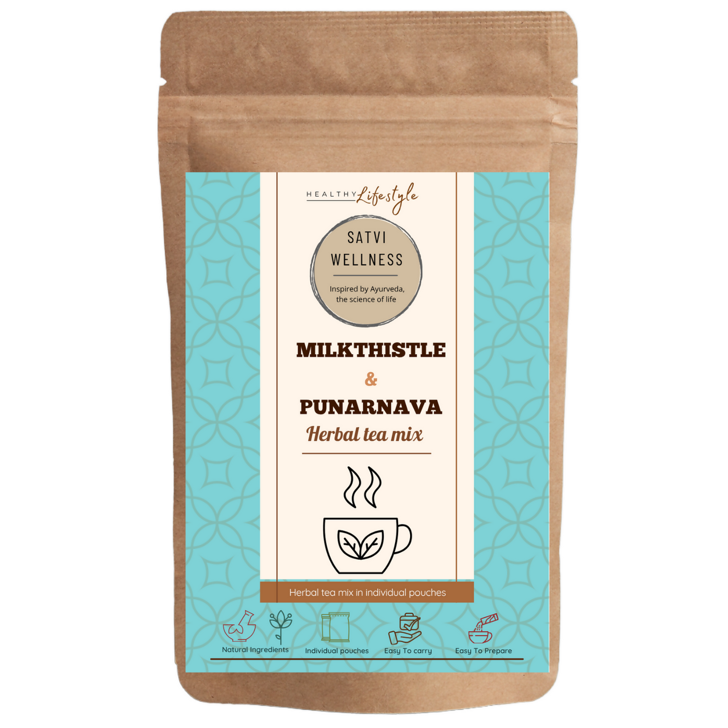 Satvi Wellness Milkthistle Punarnava Herbal Infusion Mix In Indvidual Packets | Herbal Tea Sachet