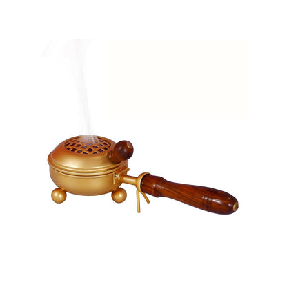Not Available Handcrafted Metal Dhoop Dani Incense Burner - Golden Color