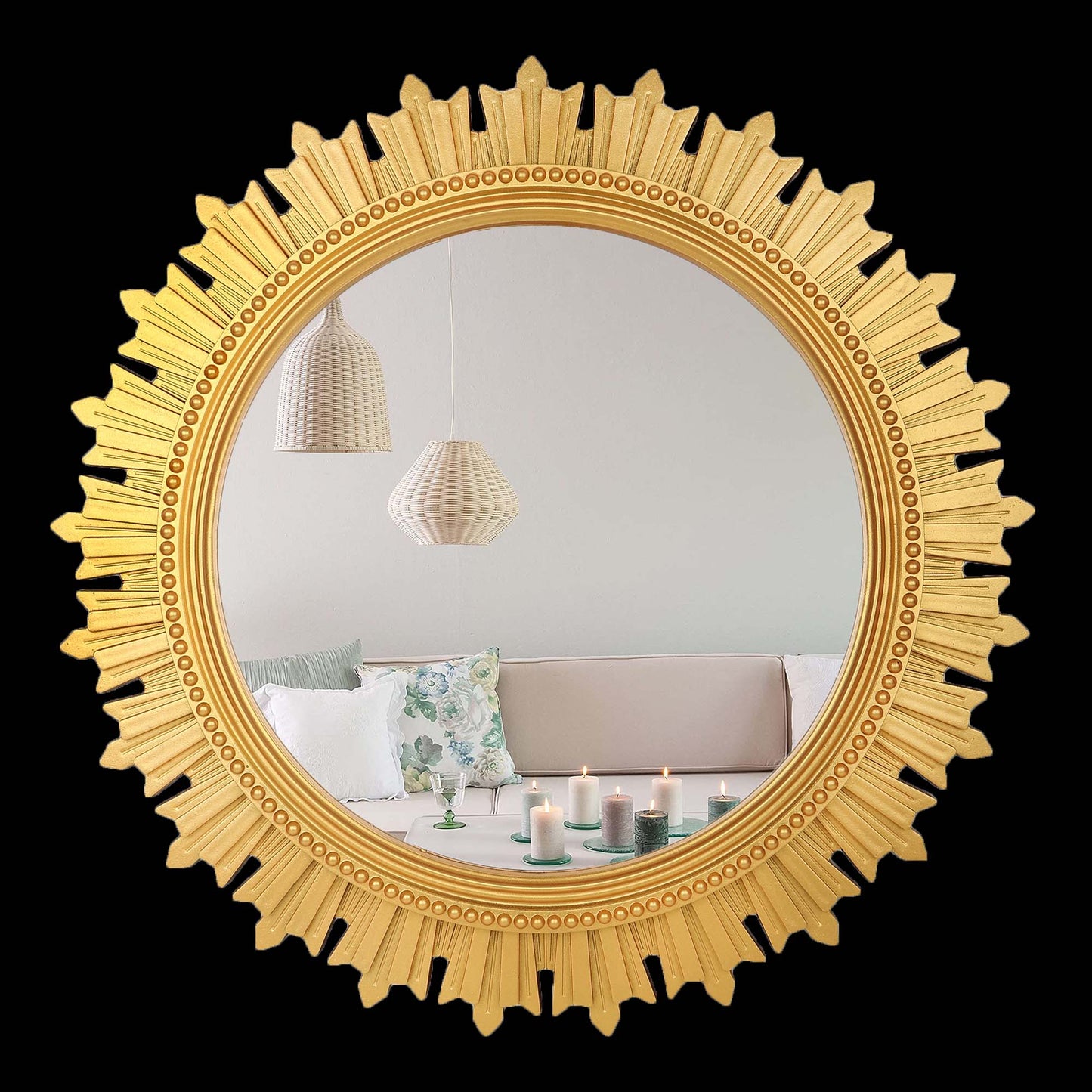 EFINITO Sunburst Wall Mirror, Decorative Framed Mirror for Bathroom, Bedroom, Living Room & Vanity (17 Inch)
