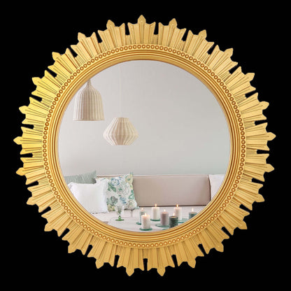 EFINITO Sunburst Wall Mirror, Decorative Framed Mirror for Bathroom, Bedroom, Living Room & Vanity (17 Inch)
