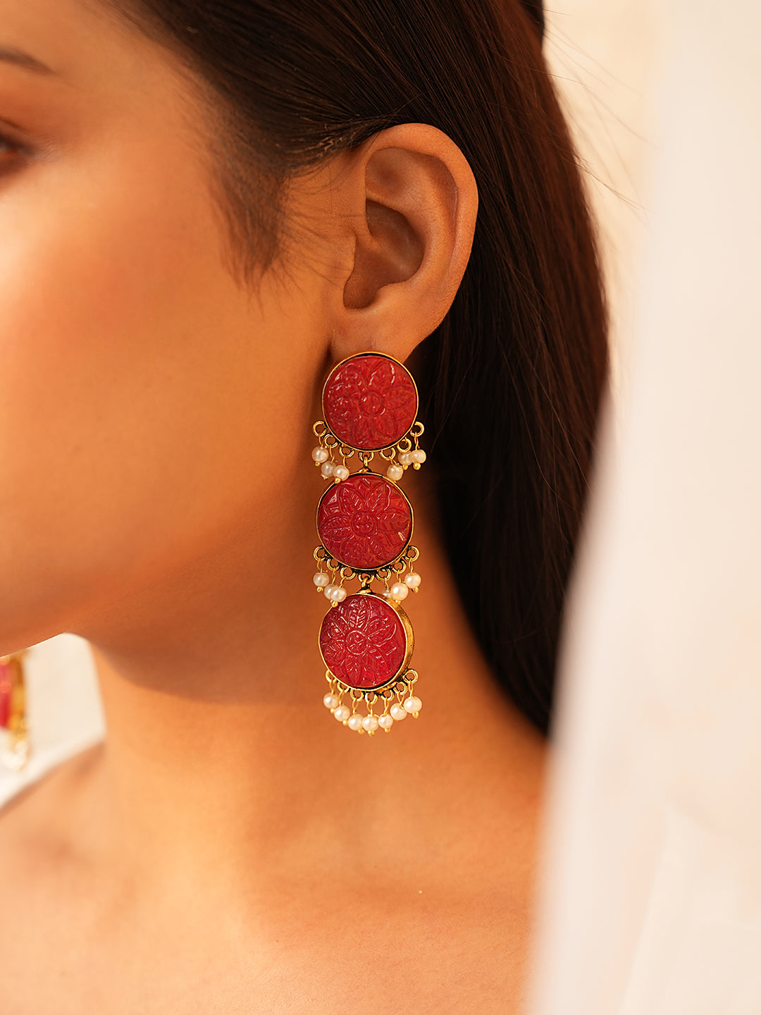 Monalisa Stone Bloom Luxe Pearl Earrings