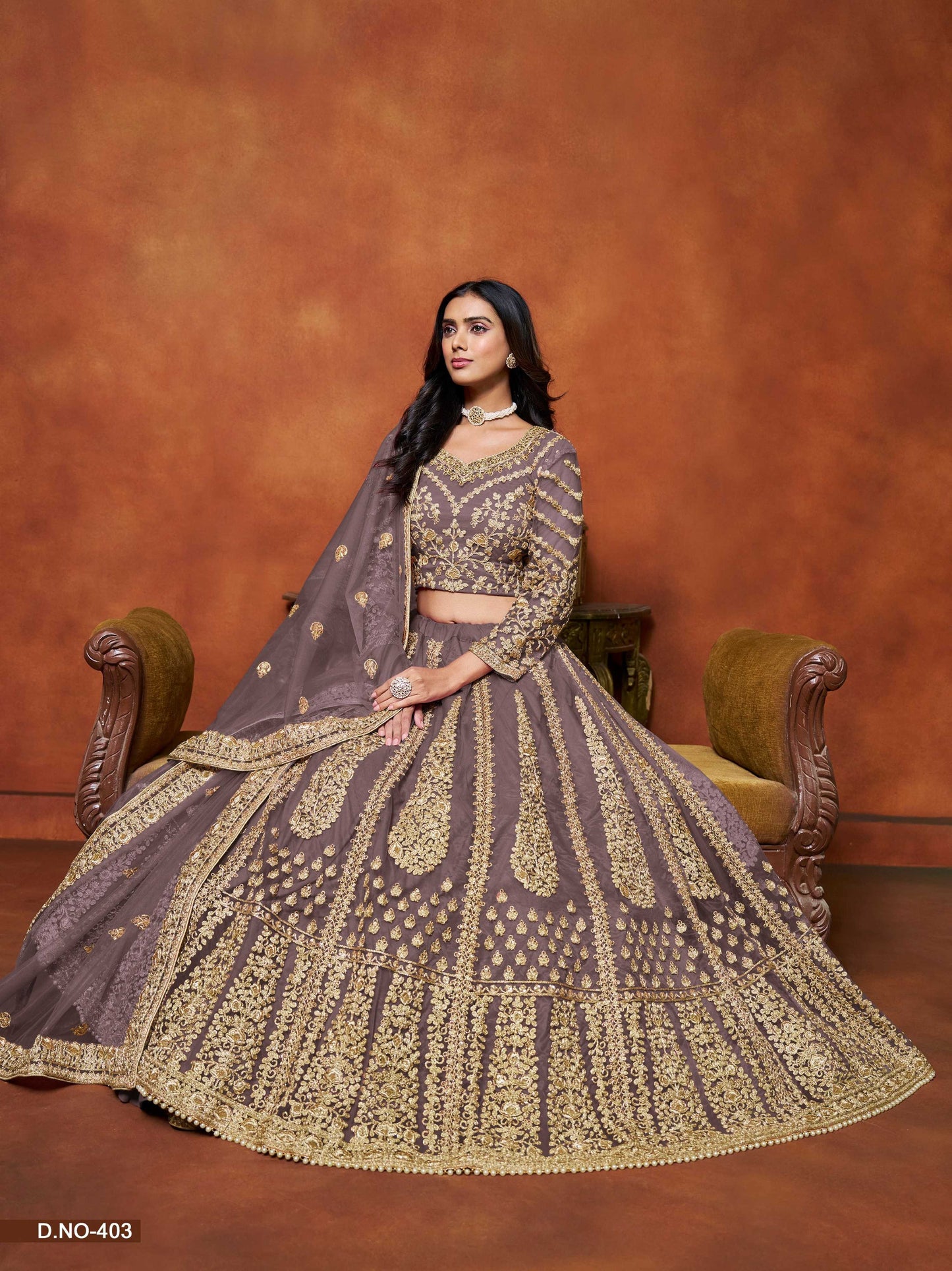 Anaita Purple Embroidered Net Designer Lehenga With Blouse