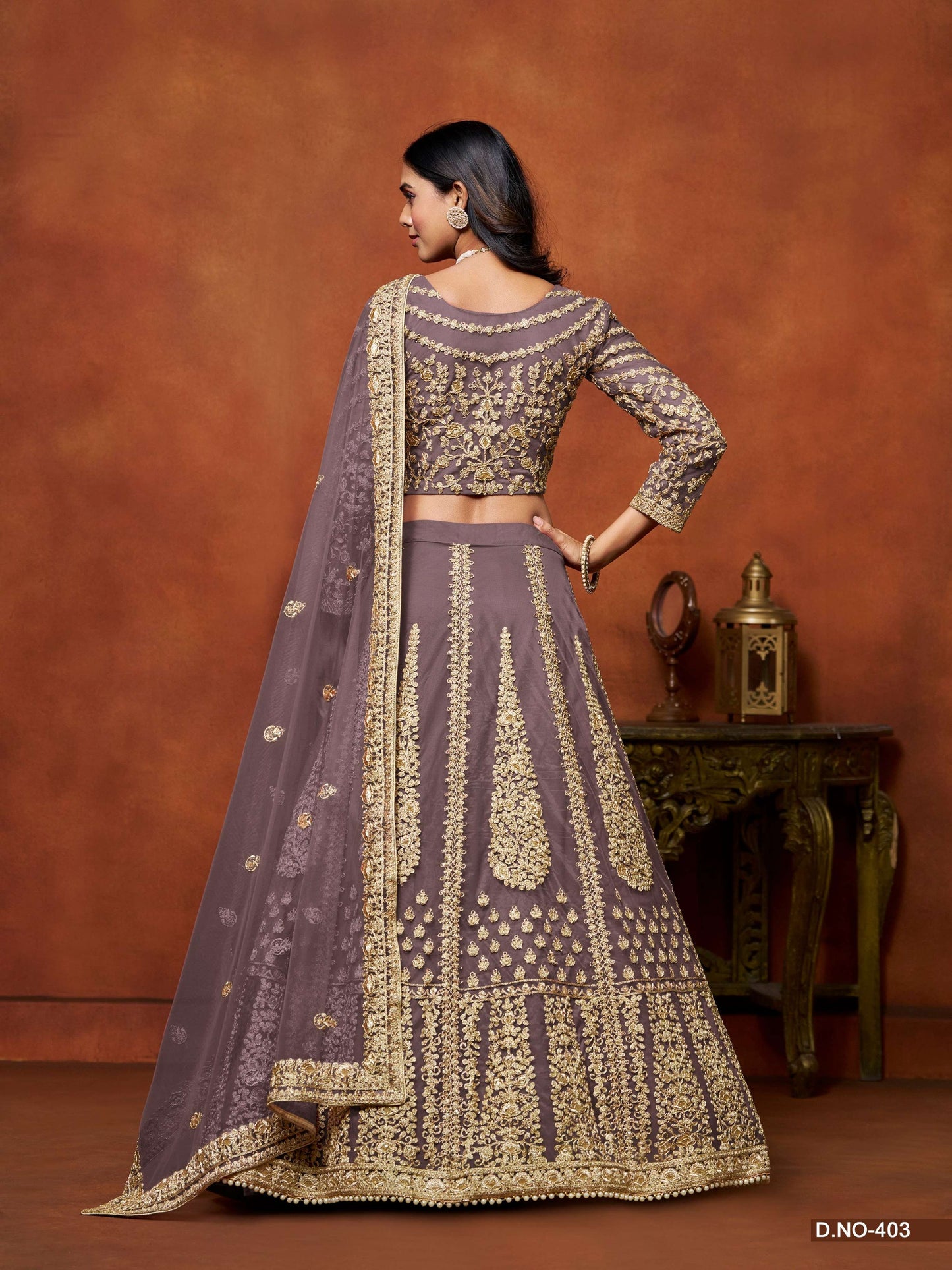 Anaita Purple Embroidered Net Designer Lehenga With Blouse
