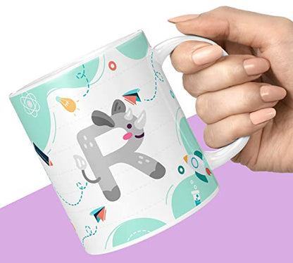 Coffee Mug Gloss Finish Ceramic 350ml Colorful Alphabet Letter R