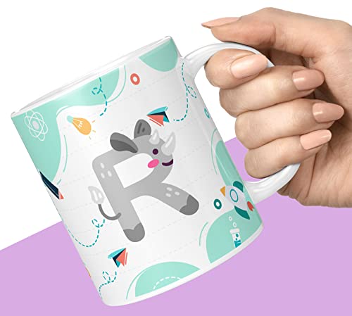 Coffee Mug Gloss Finish Ceramic 350ml Colorful Alphabet Letter R