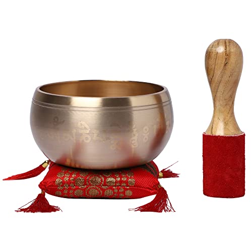 Singing Bowl Hand Painted Grey Metal 4 Inch with Gold Trim for Meditation