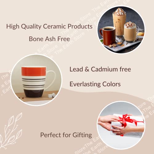 Coffee Mug Set - Orange Ring - Microwave Safe Ceramic - 280 ml