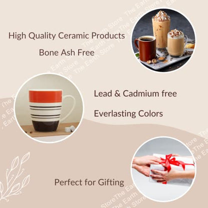 Coffee Mug Set - Orange Ring - Microwave Safe Ceramic - 280 ml