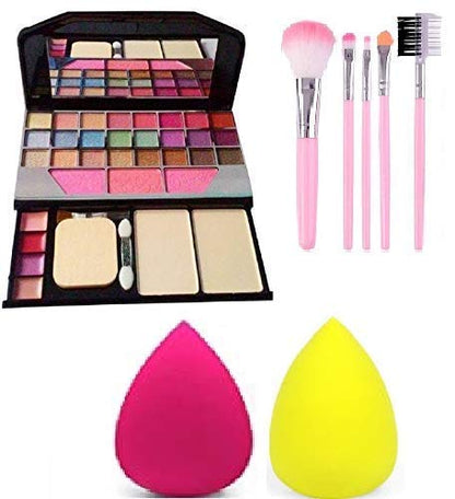 Makeup Kit with 24 Eye Shades, Blush & Brushes - Multicolor