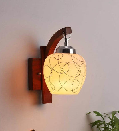 Modern Wall Lamp with Rustic Touch - Black & White - Indoor Decorative Light - E27 Fitting