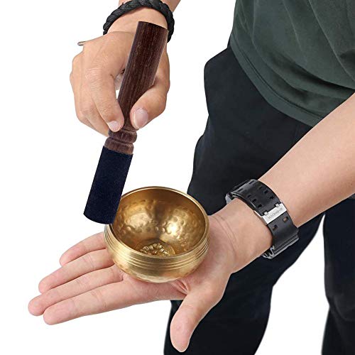 Tibetan Singing Bowl Set 3 Inch Handmade Meditation Bowl with Silk Cushion and Mallet