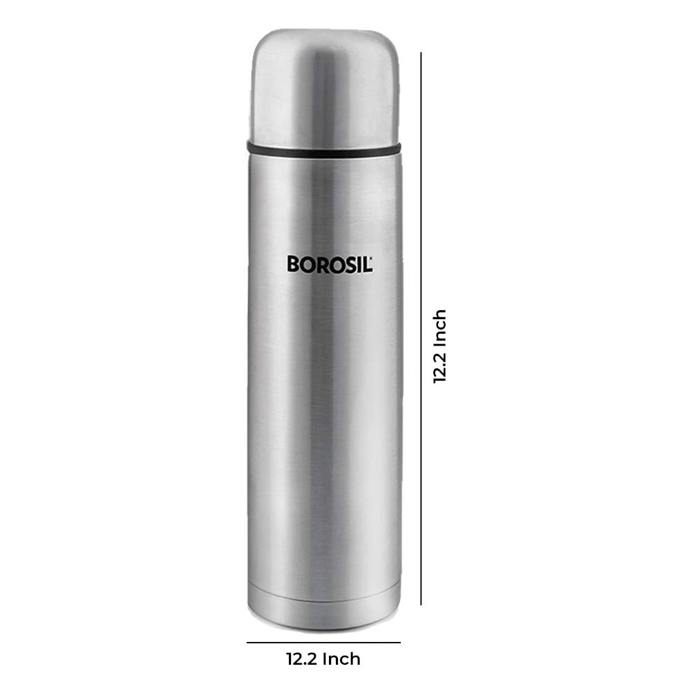 Borosil Hydra Thermo 1000 ml Stainless Steel Water Bottle | Double Wall Vacuum Insulated Flask