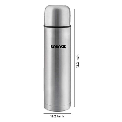 Borosil Hydra Thermo 1000 ml Stainless Steel Water Bottle | Double Wall Vacuum Insulated Flask