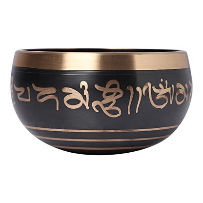 Singing Bowl Hand Painted Black with Gold Trim 4 Inch Metal Tibetan Design