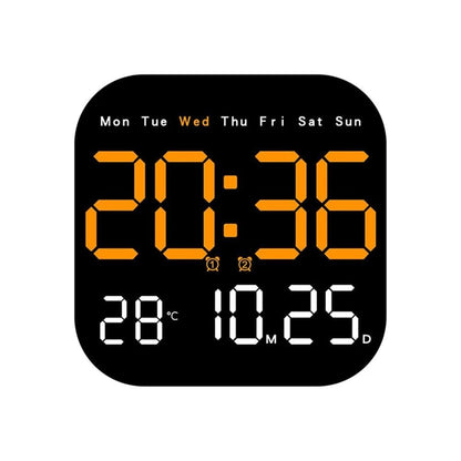 Digital Wall Clock with LED Display, 18.5 cm, Remote Control, USB Powered, Multicolor