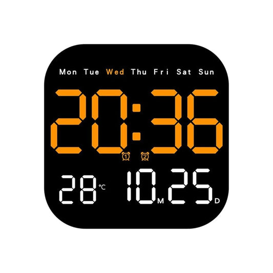 Digital Wall Clock with LED Display, 18.5 cm, Remote Control, USB Powered, Multicolor