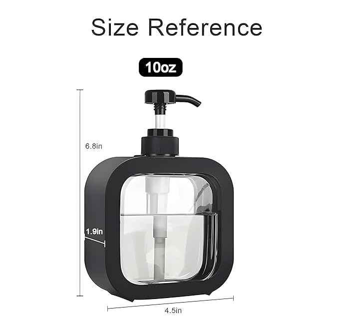 Soap Dispenser Manual Operation Black Plastic 300ml 19cm x 12.5cm