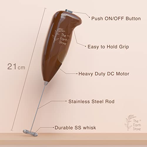 Ceramic Coffee Mug with Electric Handheld Milk Frother - Grey - 1 Cup