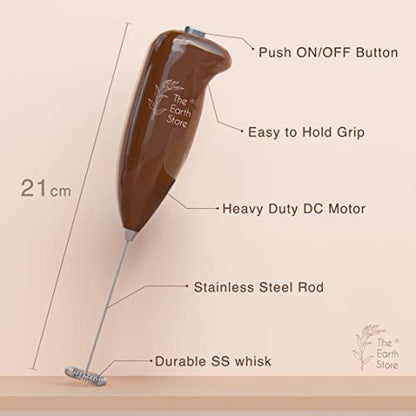 Ceramic Coffee Mug with Electric Handheld Milk Frother - Grey - 1 Cup