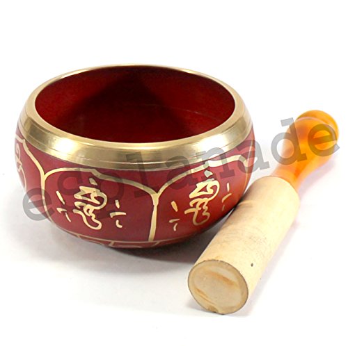 Singing Bowl - Tibetan Buddhist Meditation Bowl - Metal Alloy - Red - 4 Inch Diameter