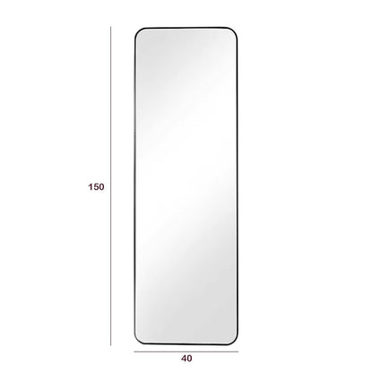Wall Mirror Frameless Black Aluminium 160 x 50 cm - Modern Full Length Design