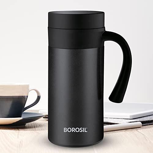 Coffee Mug Insulated Double Wall Stainless Steel Black 400 ml