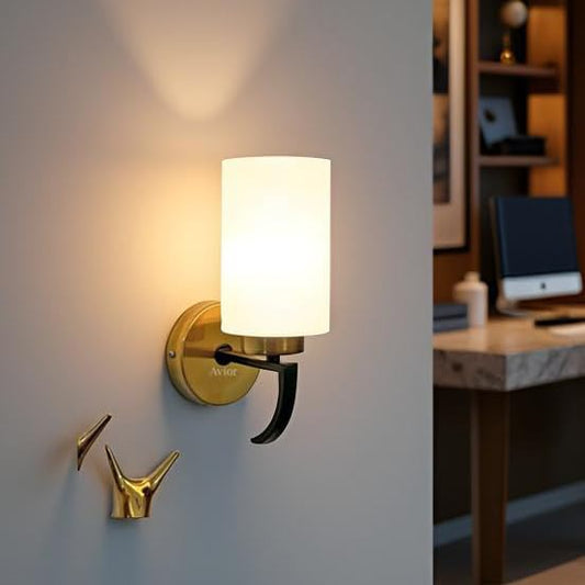 Wall Mount Lamp Modern Design Black & White Metal Glass E27 1-Pack