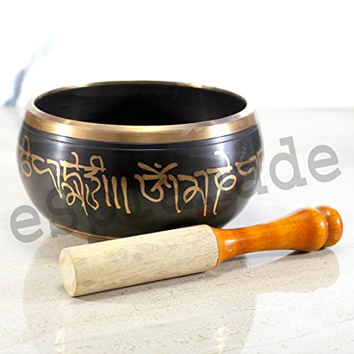 Singing Bowl - Tibetan Buddhist Meditation Bowl - Metal Alloy - 6 Inch Diameter - 3.5 Inch High