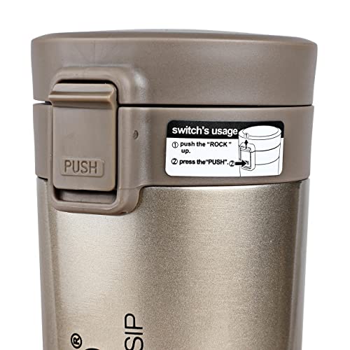 Travel Coffee Mug Double Walled Insulated Stainless Steel Grey/Gold 300ml