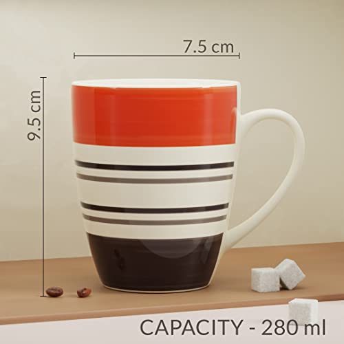 Coffee Mug Set - Orange Ring - Microwave Safe Ceramic - 280 ml