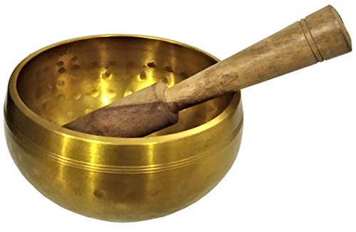 Singing Bowl Hammered Brass Gold 4 Inch x 4 Inch x 2 Inch
