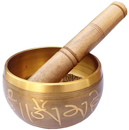 Singing Bowl with Cushion & Stick - Metal - Purple - 5 inch Diameter, 2 inch Height