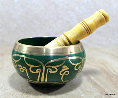 Singing Bowl - Tibetan Meditation Bowl - Metal Alloy - Green - 5 Inch Diameter