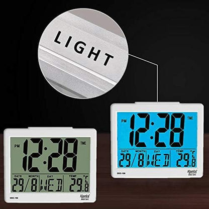 Digital Alarm Clock with Timer Function, 8 x 7 x 3.5 cm, White Plastic