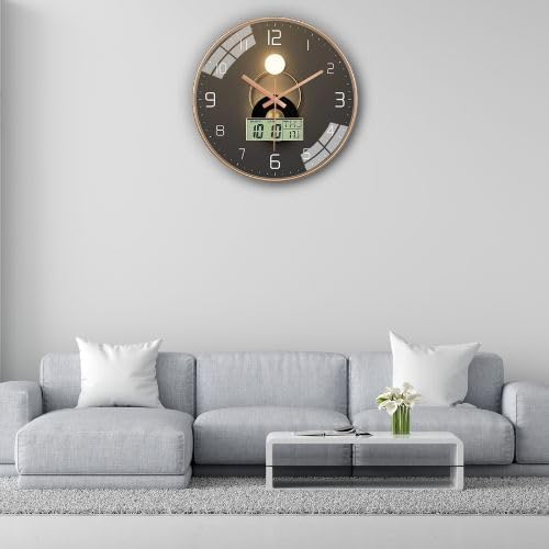 Modern Decorative Wall Clock - Silent Quartz - 4.72 x 1.5 Inch - Brown Glass & Plastic