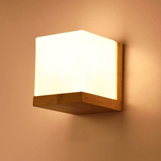 Wooden Wall Light with PVC Shade, Modern Design, Brown Finish, 4W LED, Ideal for Bedroom and Living Room