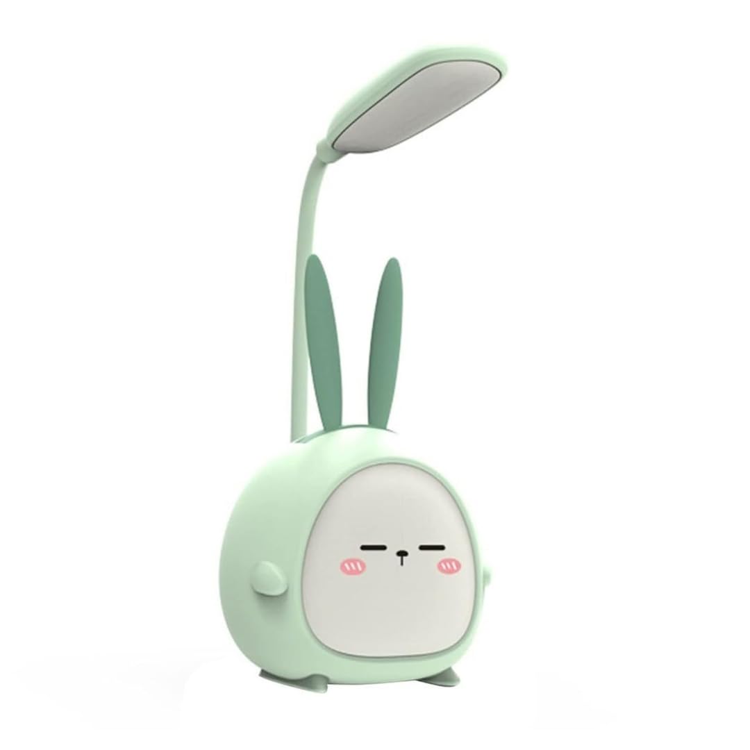 LED Desk Lamp with Eye Protection - Rechargeable, Portable, 2 Lighting Modes, Yellow Plastic, Cute Design