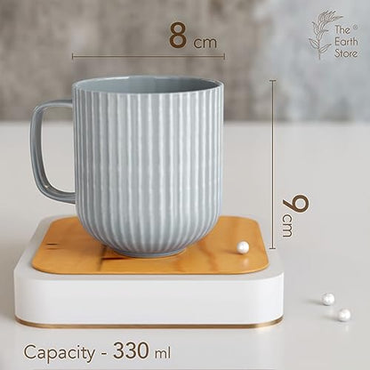 Ceramic Coffee Mug Set of 6 - Microwave Safe, Pastel Fringe Grey, Handmade