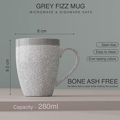 Coffee Mug Set of 6 - Ceramic - Grey - Microwave Safe