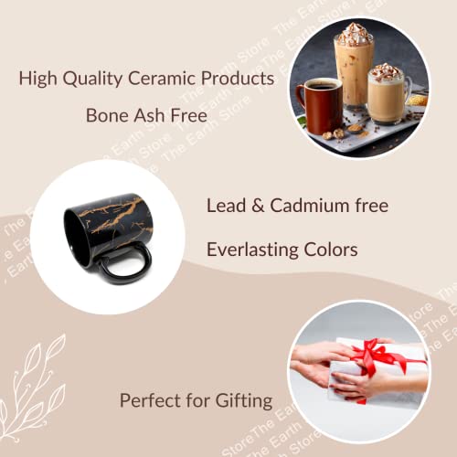 Coffee Mug Set of 6 Black Copper Pipe Ceramic 350ml