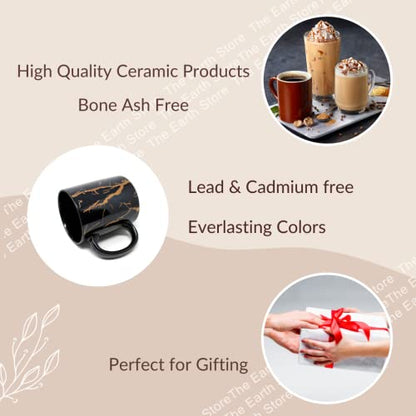 Coffee Mug Set of 6 Black Copper Pipe Ceramic 350ml
