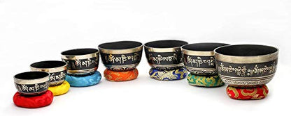 Singing Bowl Set - Chakra Healing - Black Painted - 7 Bowls - Nepal