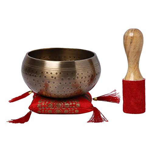 Singing Bowl Hand-Hammered Black with Gold Trim 5 Inch Diameter for Meditation