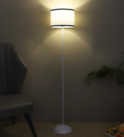 Metal Floor Lamp - Foldable Design - Black Stripe Shade - Adjustable Light - Modern Home Decor